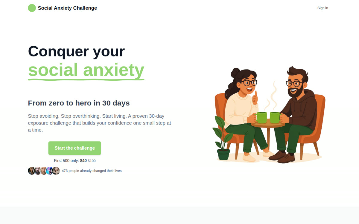 Screenshot of Social Anxiety Challenge